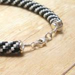Black And White Bead Crochet Bracelet,..