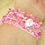 Breast Cancer Awareness Bracelet, Pink Boho Wrap..