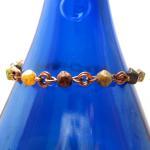 Copper Beaded Bracelet, Earth Tone Czech Glass..