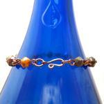 Copper Beaded Bracelet, Earth Tone Czech Glass..