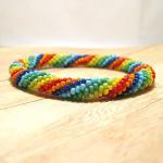 Rainblow Beaded Bracelet, Bead Crochet Bangle,..