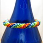 Rainblow Beaded Bracelet, Bead Crochet Bangle,..