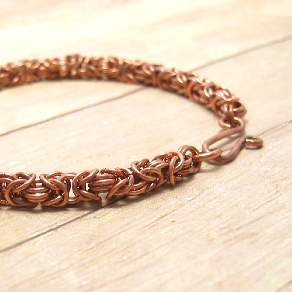 Copper Chain Mail Bracelet, Delicate Byzantine Chain Maille Bracelet, Metal Women's Fashion Jewelry